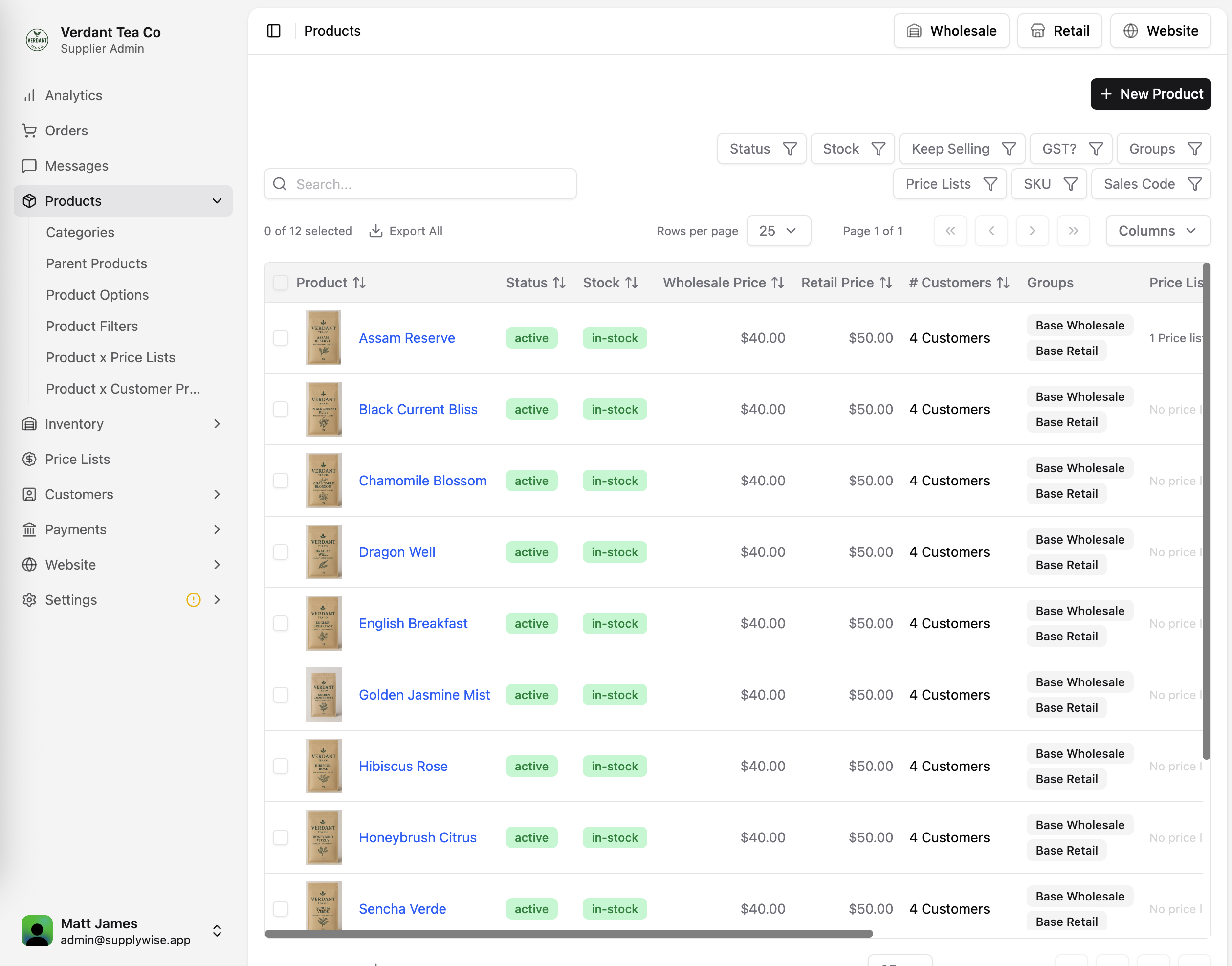 Ordering workflow screenshot